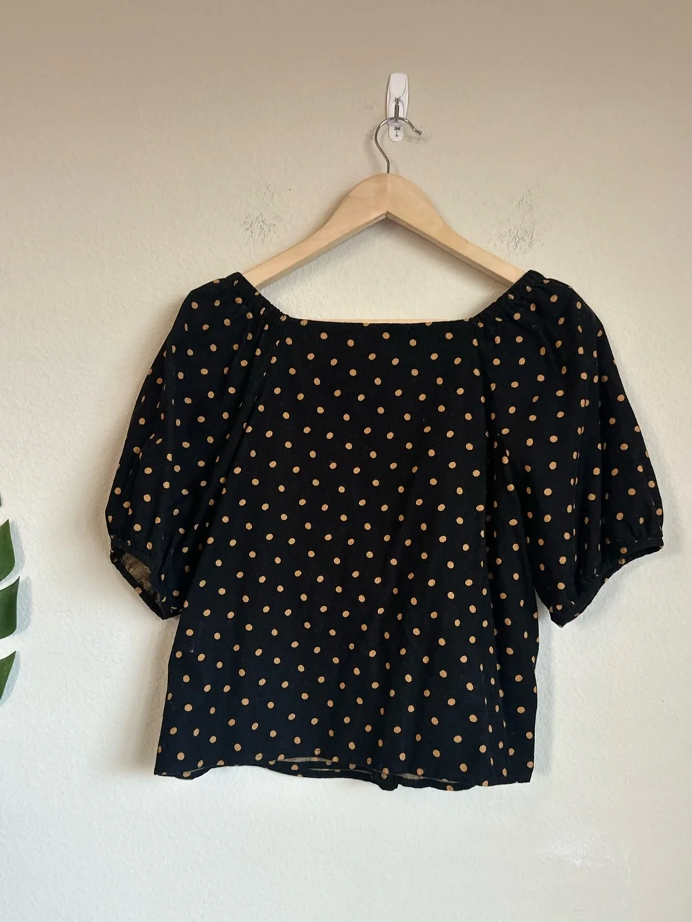 Madewell Corduroy Polka Dot Wrap Top